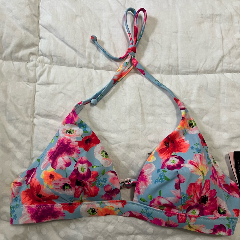 Victoria's Secret Floral Bikini Top - Pink and Blue